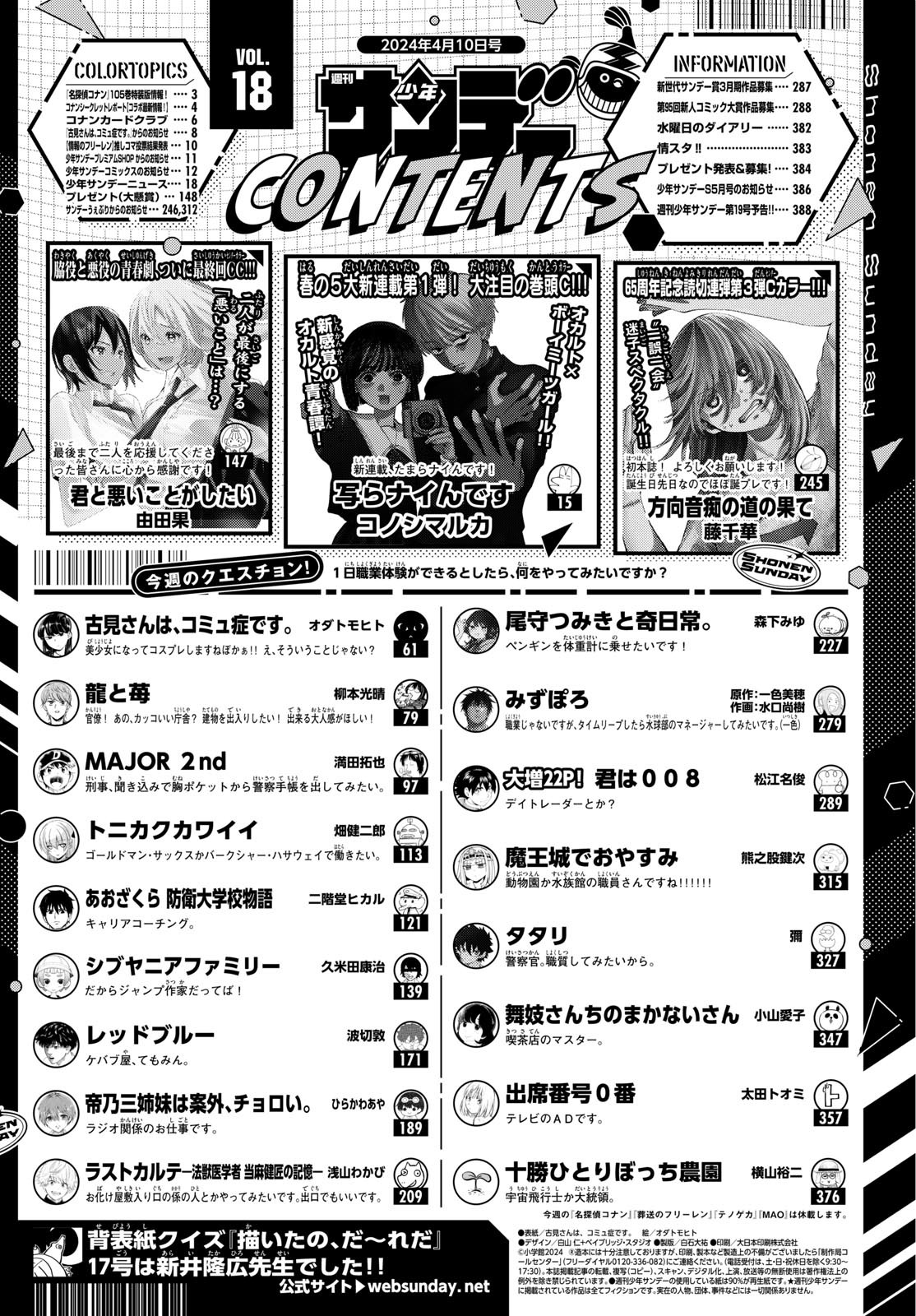 Weekly Shōnen Sunday - 週刊少年サンデー - Chapter 2024-18 - Page 2